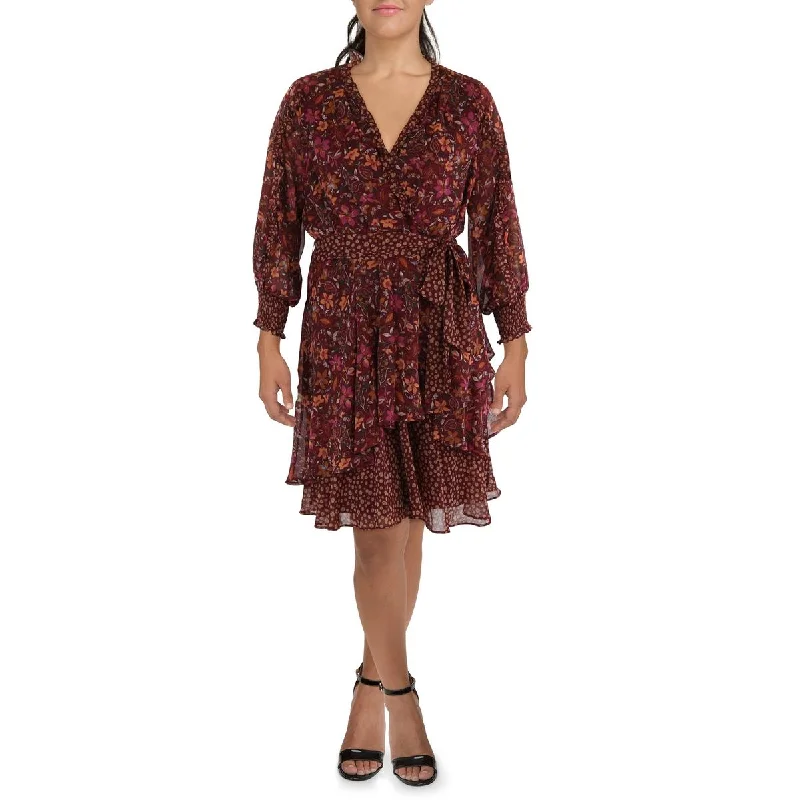 Formal Garments For Women Tahari ASL Womens Plus Floral Print  Wrap Dress