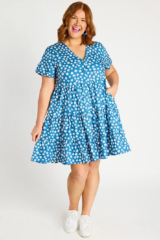 Unbeatable Prices On Best-Selling Items Popping Blue Sweet Daisy Dress
