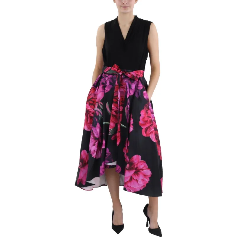 Women's Evening Clothing SLNY Womens Petites Floral Print Hi-Low Evening Dress