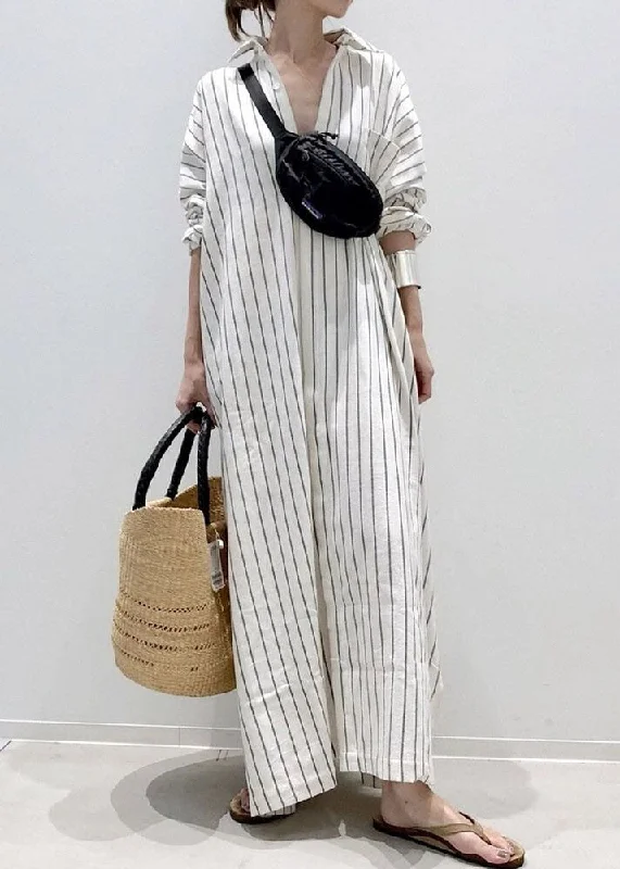 Your Favorite Styles Now On Sale Handmade White Peter Pan Collar Striped Cotton Long Shirts Dresses Spring Your Favorite Styles Now On Sale Handmade White Peter Pan Collar Striped Cotton Long Shirts Dresses Spring
