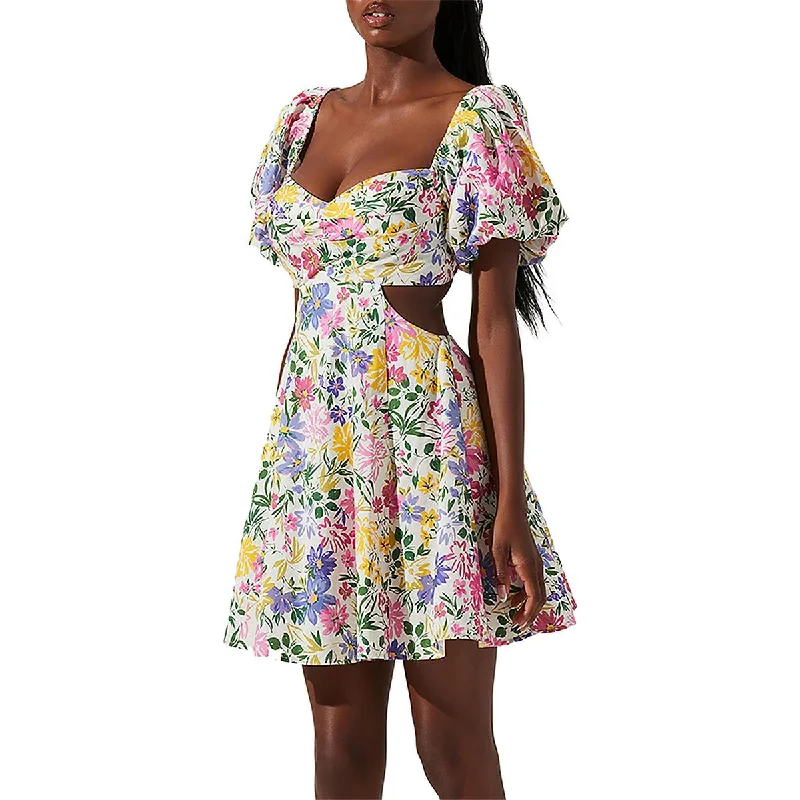 Women's Clothing Sets ASTR the Label Womens Clarita Floral Print Cut-Out Sundress