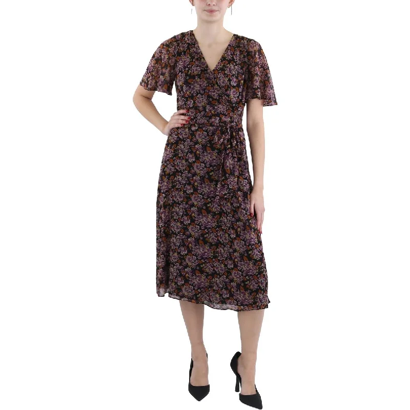 Women's Formal Event Attire Lauren Ralph Lauren Womens Floral Print Chiffon Maxi Dress