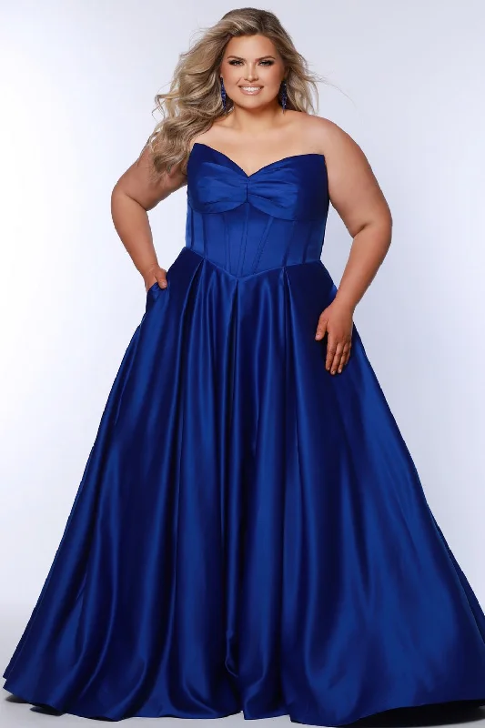 Women's Night-Out Outfit Sydneys Closet SC7400 Long Pleated Ball Gown Prom Formal Plus Size Dress