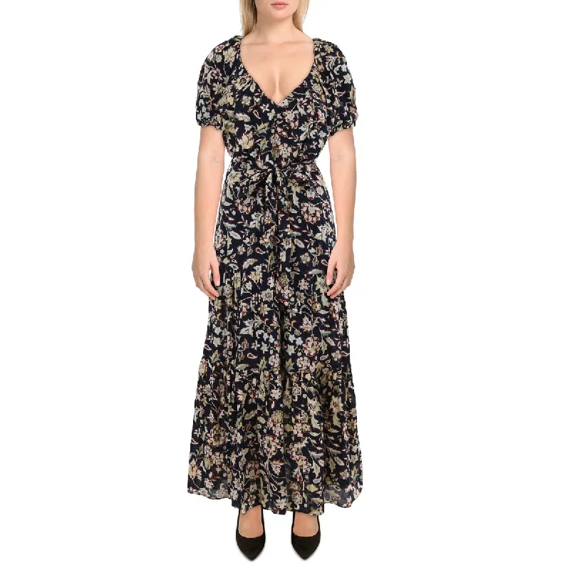 Vintage-Inspired Women's Apparel Lauren Ralph Lauren Womens Floral Print Cotton Maxi Dress