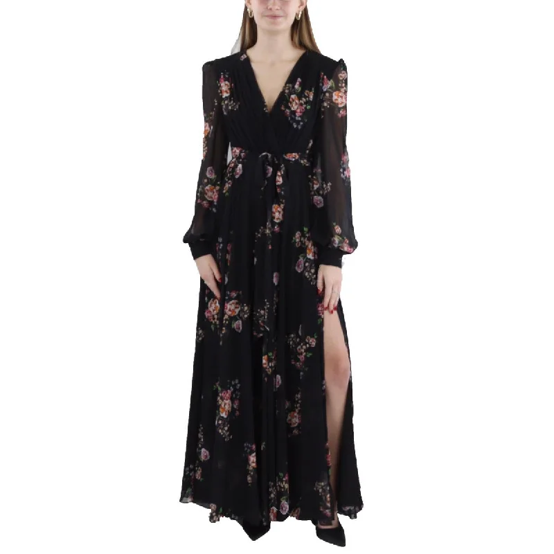 Women's High-Fashion Apparel Ieena for Mac Duggal Womens Floral Print Chiffon Maxi Dress