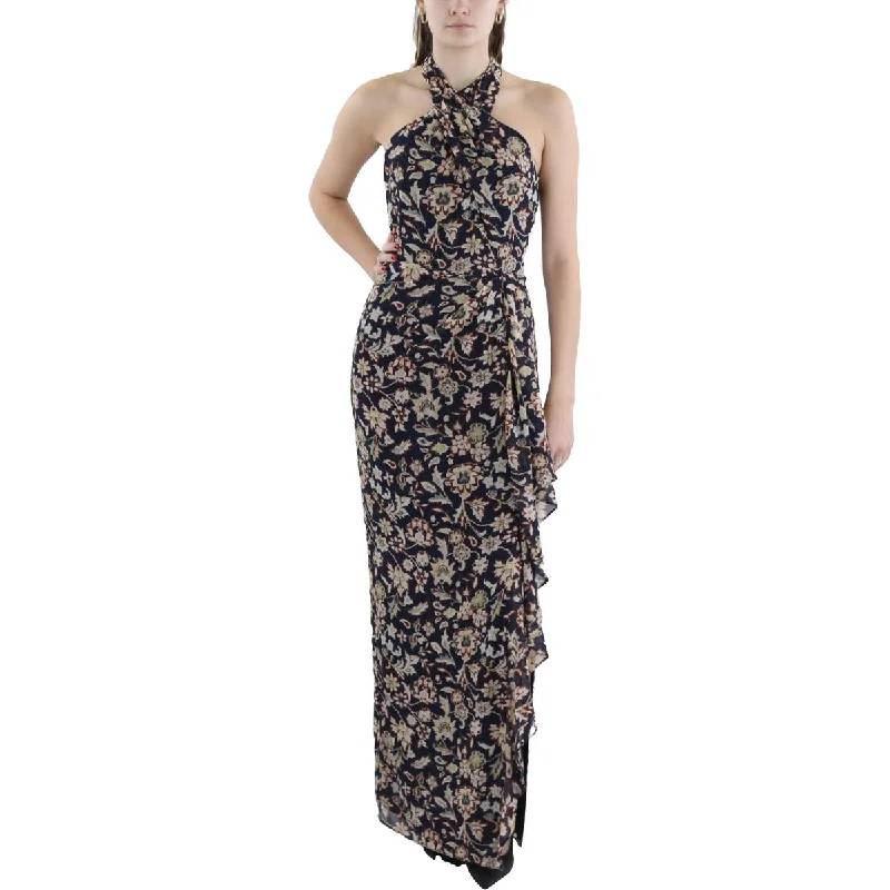 Women's Stylish Professional Apparel Lauren Ralph Lauren Womens Floral Print Chiffon Evening Dress