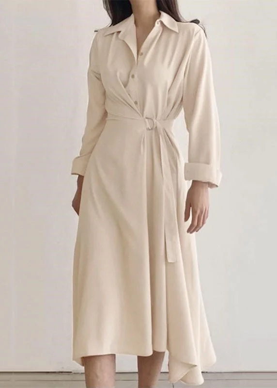 Exclusive Styles, Exclusive Discounts Natural Apricot Peter Pan Collar Wrinkled Patchwork Cotton Dresses Spring Exclusive Styles, Exclusive Discounts Natural Apricot Peter Pan Collar Wrinkled Patchwork Cotton Dresses Spring