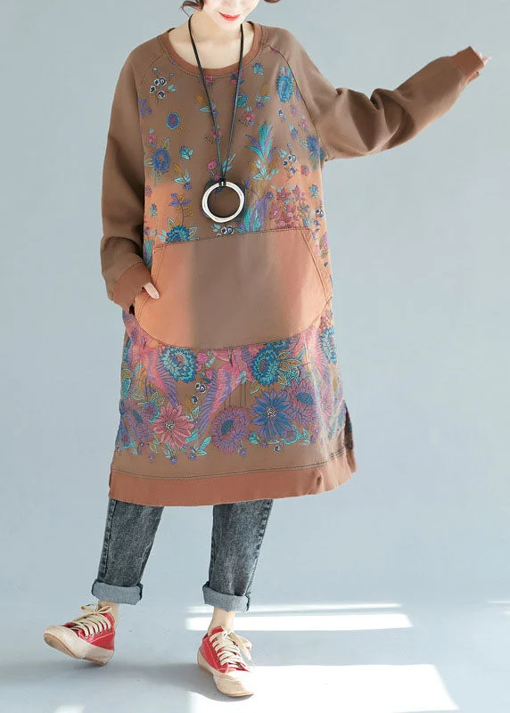 Dress In Style With Our Special Clothing Promotions Chocolate Patchwork Print Cotton Dresses O Neck Spring Dress In Style With Our Special Clothing Promotions Chocolate Patchwork Print Cotton Dresses O Neck Spring