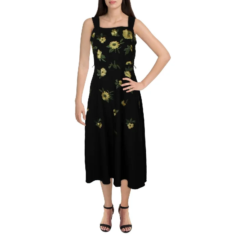 Women's Stylish Casual Garments Anne Klein Womens Floral Embroidered Midi Dress