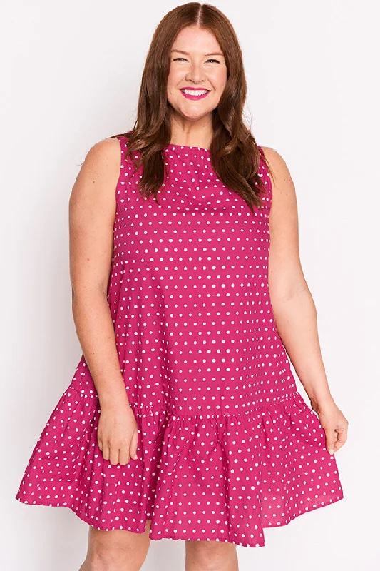 Refresh Your Wardrobe For Less This Weekend Andi Magenta Spot Dress