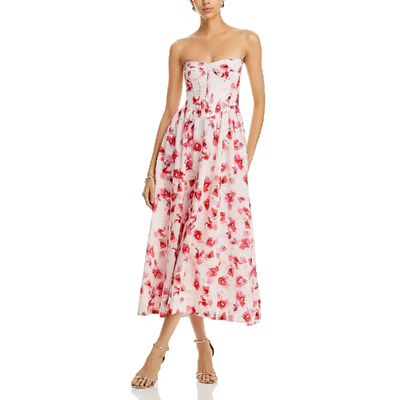 Online Boutiques Bardot Womens Lola Corset Floral Print Midi Dress