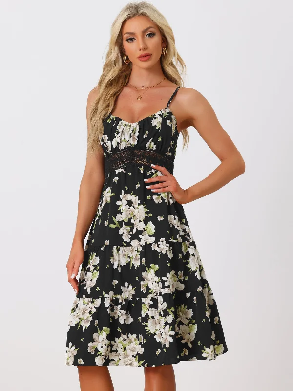 Online Boutiques Clothing Spaghetti Strap Smocked Back Ruffled Hem Midi Floral Tiered Dress Sundress