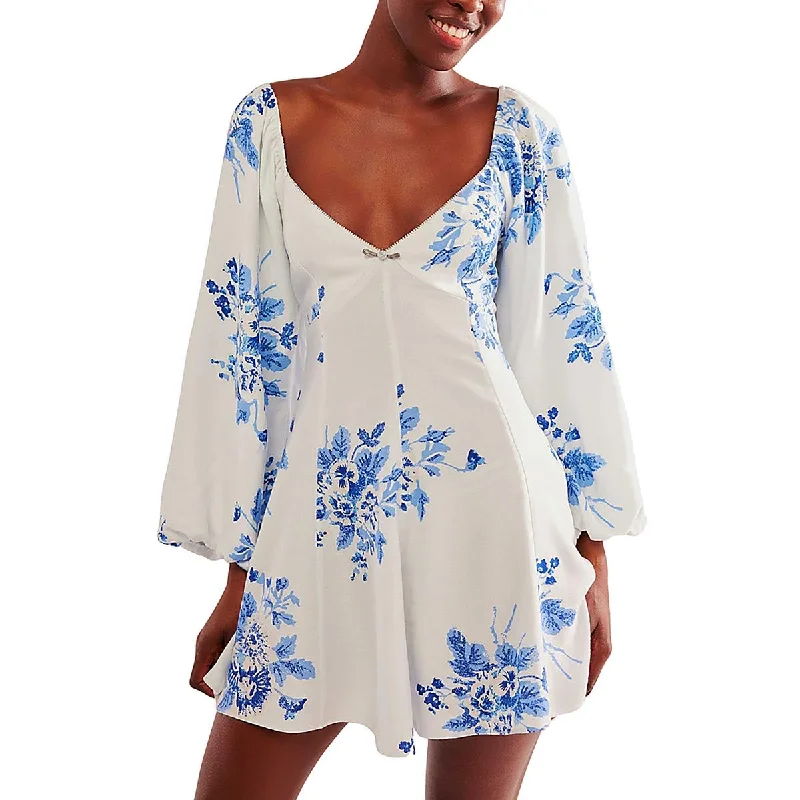 Women's Comfortable Clothes For Weekends Free People Womens Floral Print Surplice Babydoll Dress