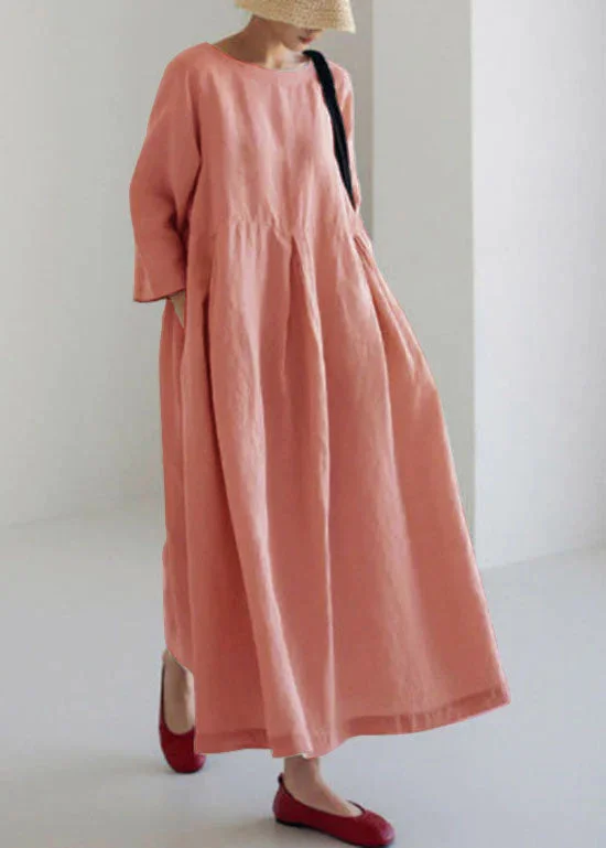 Shop Now For Exclusive Discounts Pink  Cotton Dresses Pockets Patchwork Spring