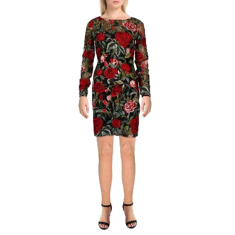 Women's Outerwear Clothing Guess by Marciano Womens Rose Floral Mini Sheath Dress