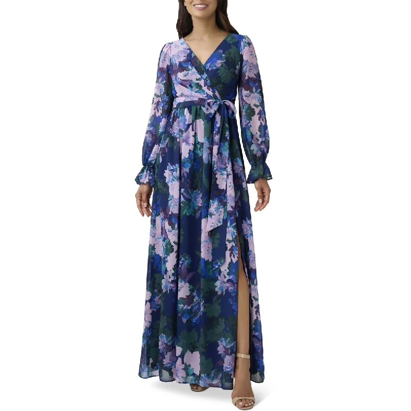 Women's Seasonal Clothes Adrianna Papell Womens Floral Chiffon Wrap Dress