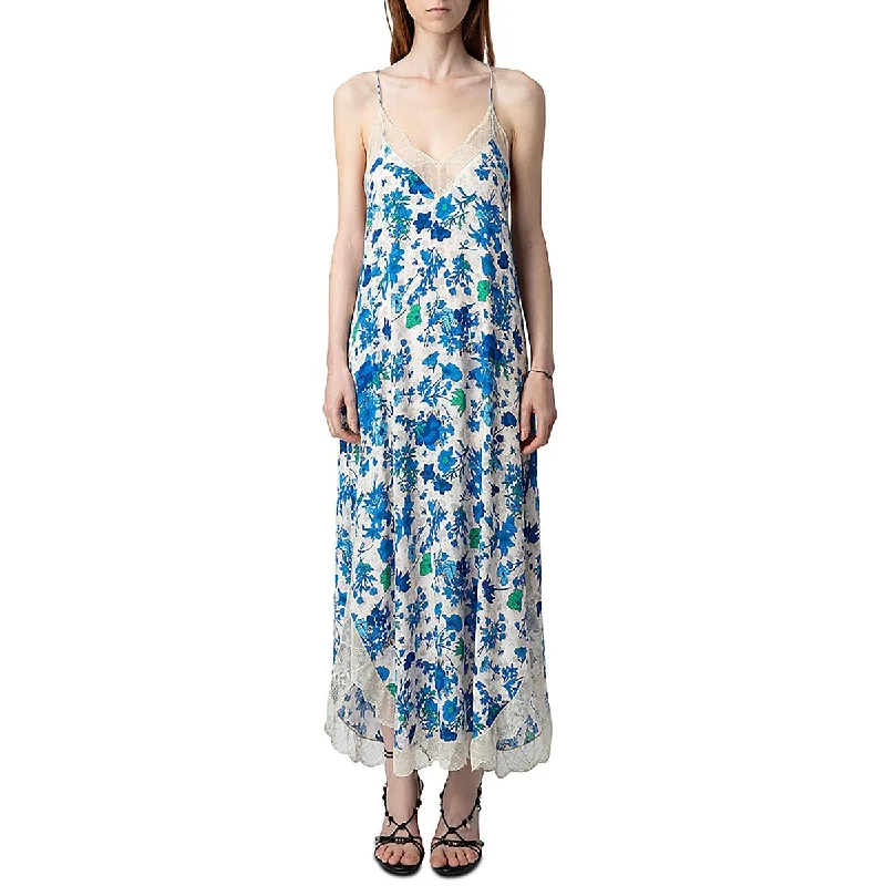 Women's Fashionable Clothing Sets Zadig & Voltaire Womens Side Slits Floral Midi Dress