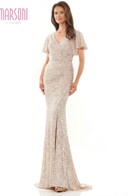 Affordable Women's Garments Sequin Fit & Flare V-Neck Gown