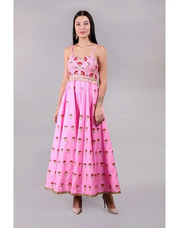 Women's High-Fashion Apparel Designer Rashika's Blush Pink Hand Embroidered Lyla Gowns for Rent