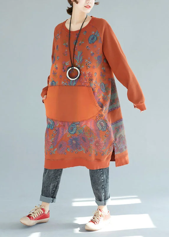 Affordable Elegance – Best Deals On Women's Fashion Organic Orange Pockets Patchwork Print Cotton Dresses Spring Affordable Elegance – Best Deals On Women's Fashion Organic Orange Pockets Patchwork Print Cotton Dresses Spring