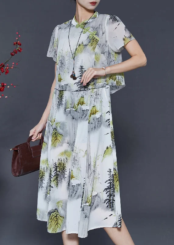 Refresh Your Wardrobe With Our Fashion Deals Vintage White Print Chiffon Oriental Dresses Summer Refresh Your Wardrobe With Our Fashion Deals Vintage White Print Chiffon Oriental Dresses Summer