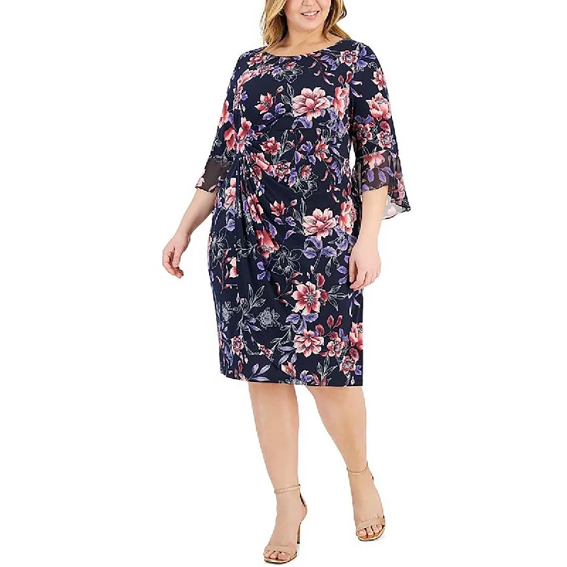 Plus-Size Women's Garments Connected Apparel Womens Plus Floral Print  Sheath Dress