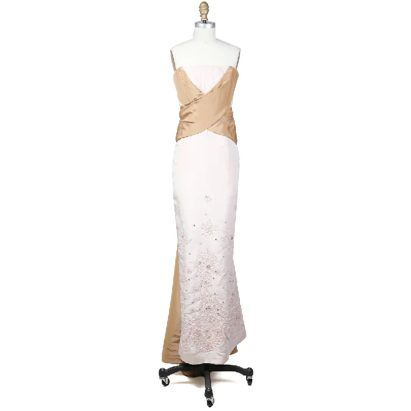 Trendy Online Boutiques 2010 Couture Pink and Nude Floral Embellished Gown