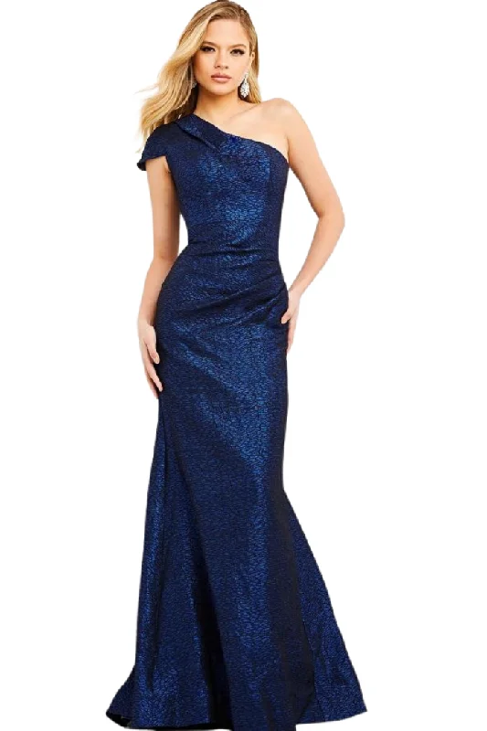 Women's Professional Garments Metallic One Shoulder Gown