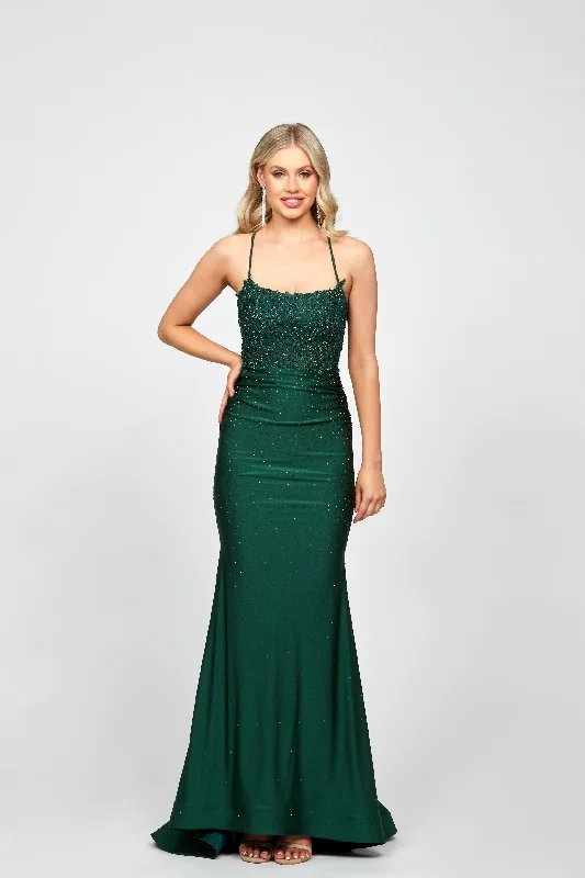 Women's Comfy Attire For Lounging Suzy Fitted Fishtail Gown Green