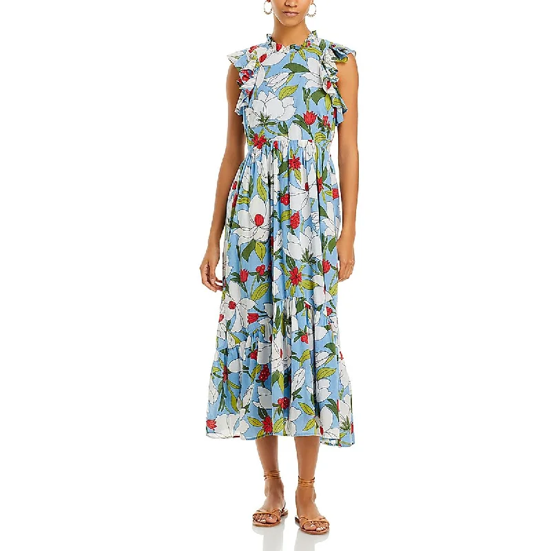 Women's Everyday Clothes Banjanan Womens Hannah Floral Ruffled Midi Dress