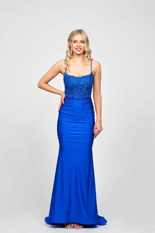 Women's High-Fashion Attire Emmeline Fitted Gown Cobalt