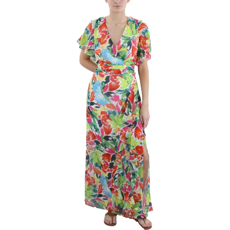 Chic Clothing For Women SLNY Womens Plus Full Length Floral Print Maxi Dress