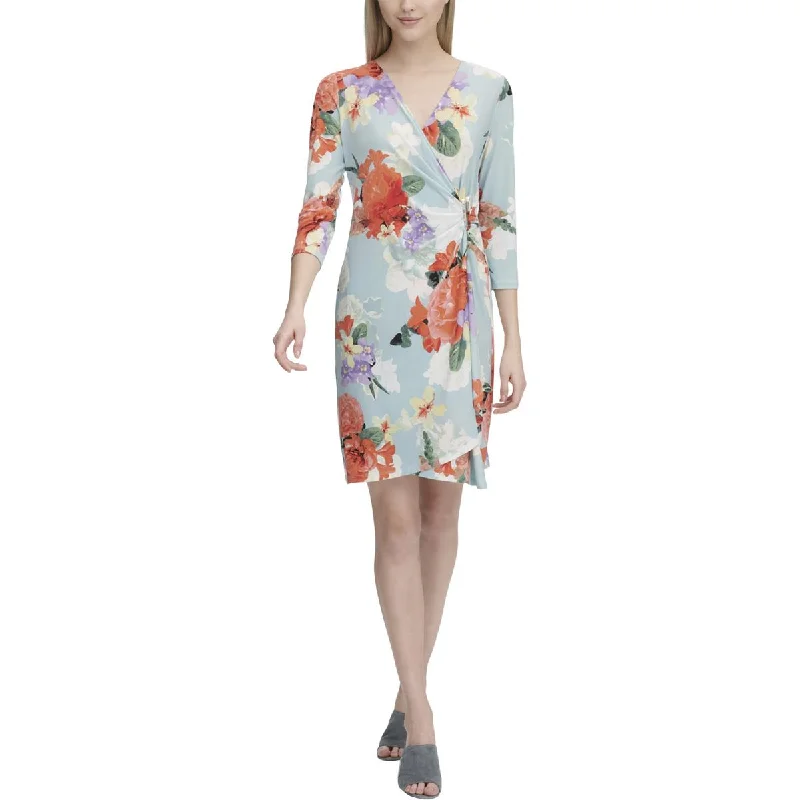 Chic Clothes For Women Calvin Klein Womens Floral Surplice Wrap Dress