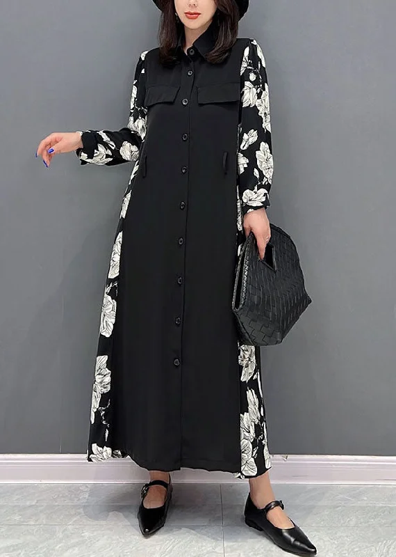 Romantic Chic Deals Classy Black Peter Pan Collar Patchwork Print Chiffon Cinch Dresses Fall Romantic Chic Deals Classy Black Peter Pan Collar Patchwork Print Chiffon Cinch Dresses Fall