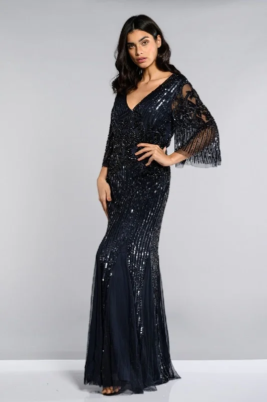 Charming Women's Holiday Apparel Galina Gown in Navy