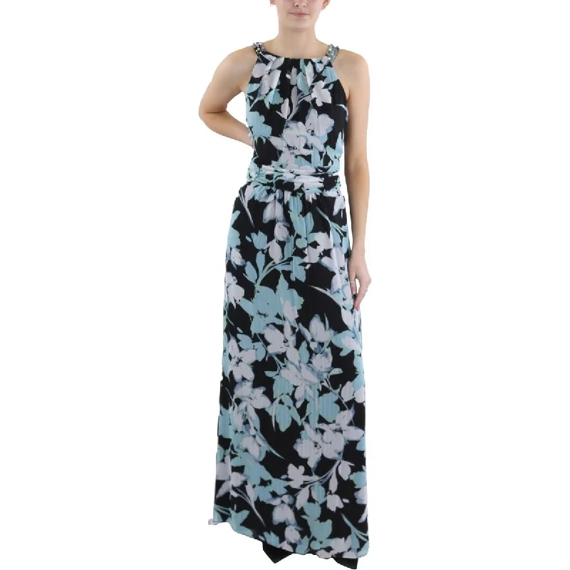 Women's Casual Clothing For Lounging SLNY Womens Plus Full Length Floral Print Halter Dress