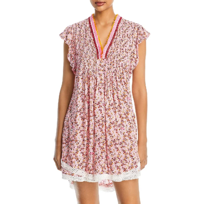 Timeless Women's Clothes Poupette St Barth Womens Floral Print Mini Mini Dress