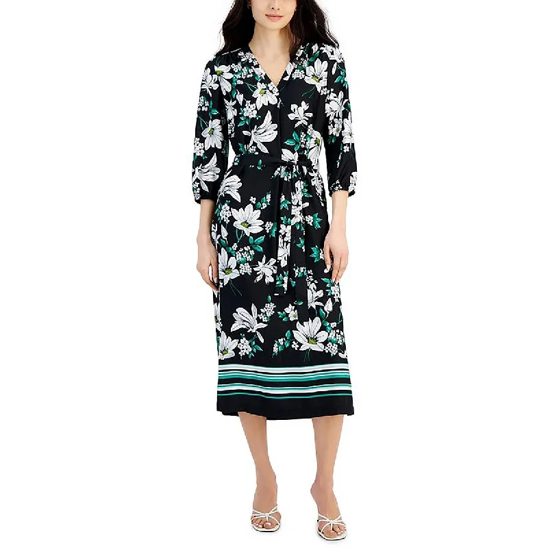 Women's Plus-Size Garments Jones New York Womens Floral Print Slit Midi Dress