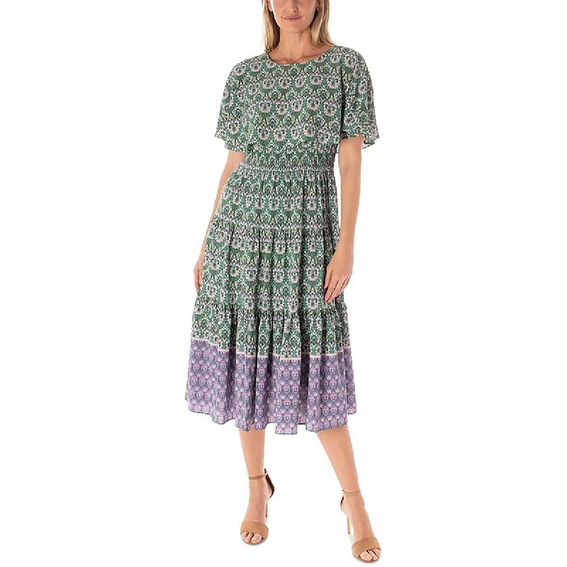 Women's Clothing With Trendy Designs Maison Tara Womens Crepe Floral Midi Dress