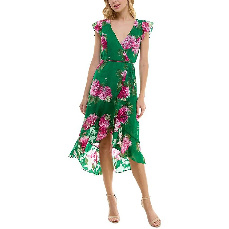 Exclusive Discount BCX Womens Juniors Floral Faux Wrap Midi Dress