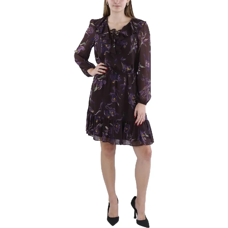 Stylish Women's Garments Lauren Ralph Lauren Womens Floral Print Chiffon Sheath Dress