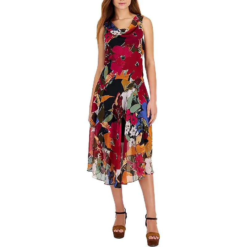 Stylish Outerwear Clothing For Women Signature By Robbie Bee Womens Cowl Neck Floral Midi Dress