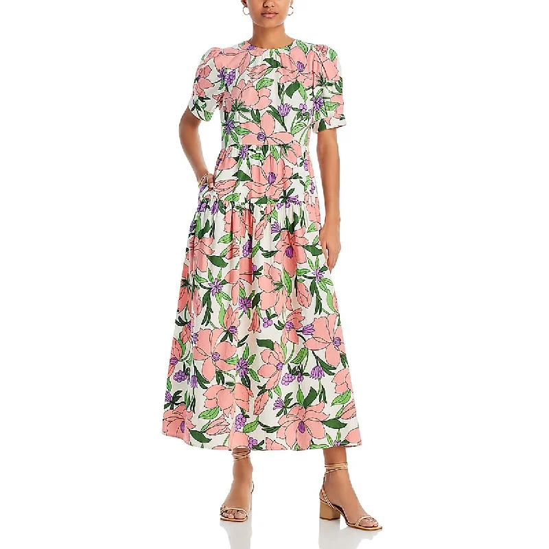 Women's Elegant Clothing Sets Banjanan Womens Jana Floral Open Back Midi Dress