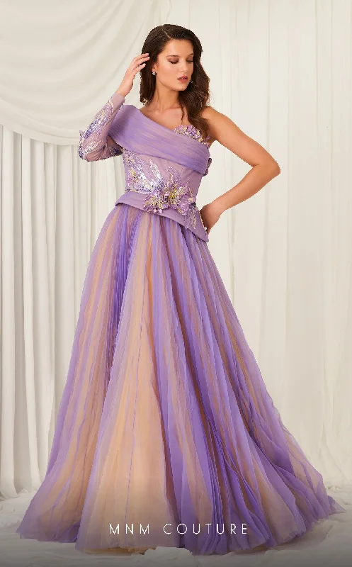 Women's High-Fashion Outfit MNM Couture F02807 Ball Gown Long Formal Pleated Evening Dress