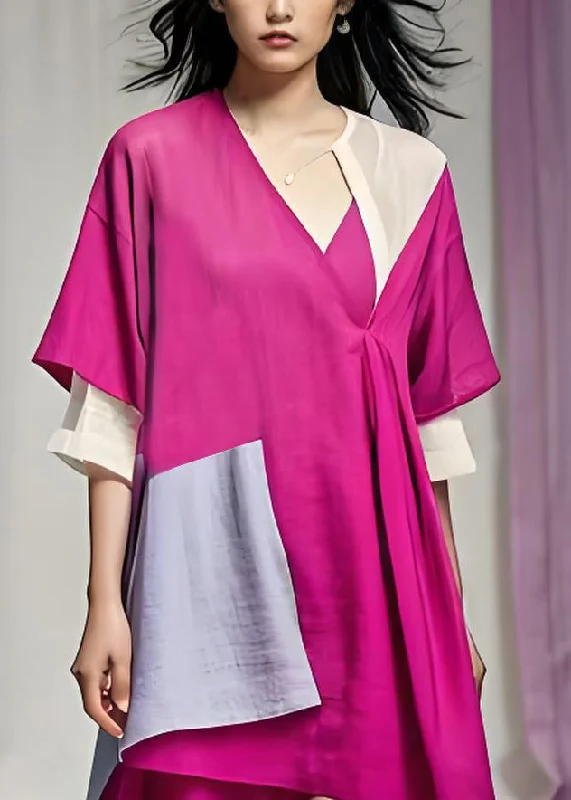 Fashion Sale Chic Asymmetrical Patchwork Plus Size Cotton Dress Summer