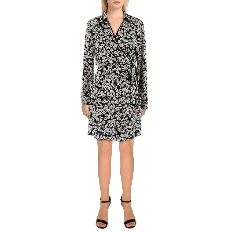 Women's Luxury Apparel CeCe Womens Floral Print Mini Wrap Dress