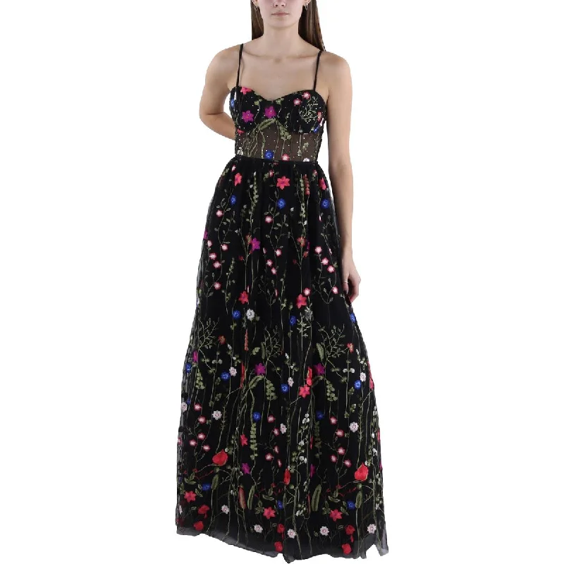 Modern Women's Apparel City Studio Womens Juniors Embellished Floral Evening Dress