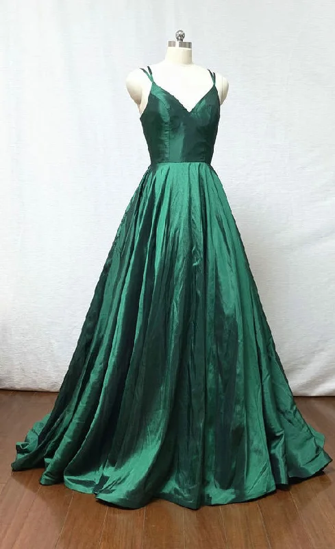 New Arrival Discount Ball Gown Double Straps Green Prom Dress