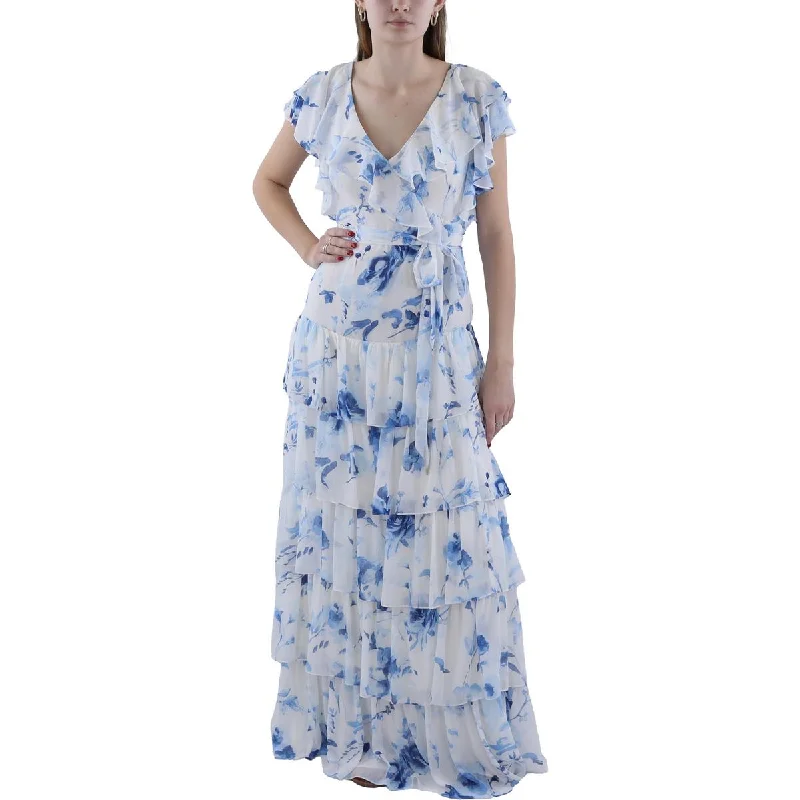 Women's Cozy Clothes Lauren Ralph Lauren Womens Full Length Floral Print Evening Dress