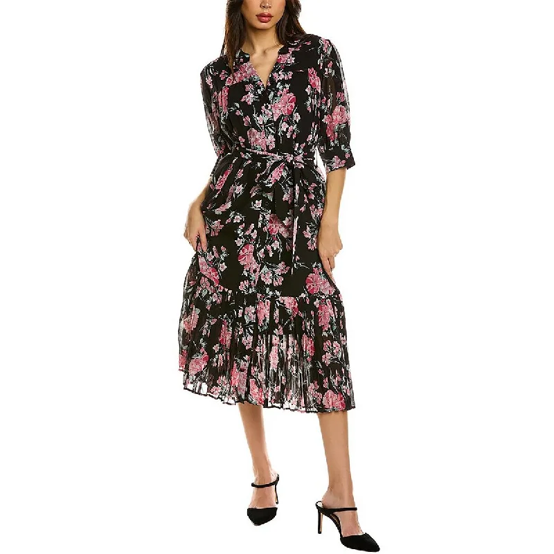 Women's Online Boutique Gracia Womens Floral V-Neck Shirtdress